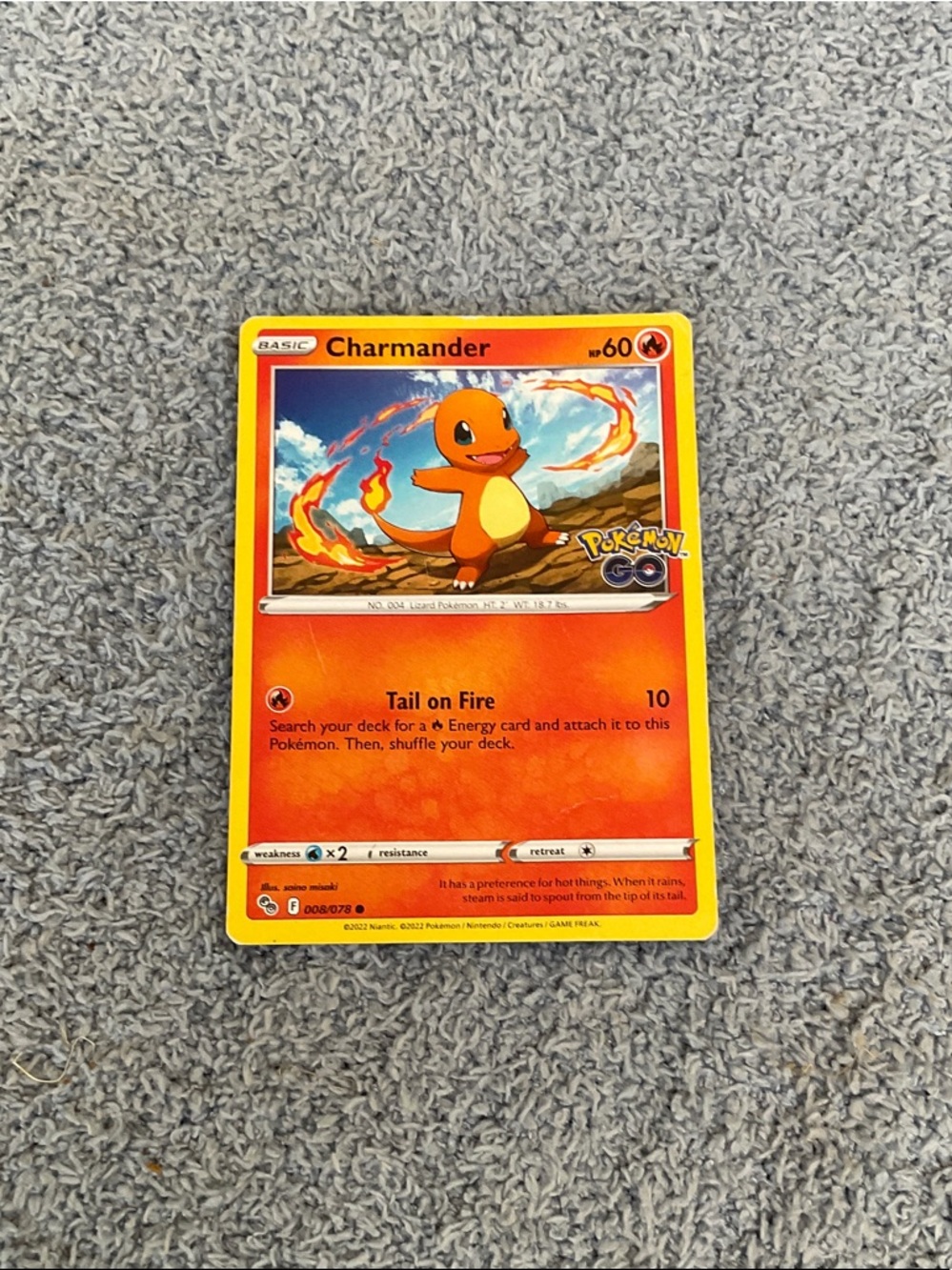 Pokemon Charmander Trading Card - Orange, Yellow, Red